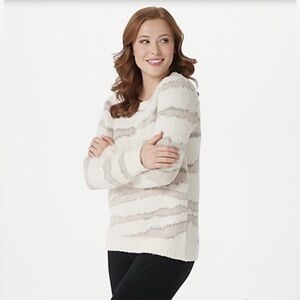 Barefoot Dreams CozyChic Seaside Crew Neck Pullover Sweater - Size L